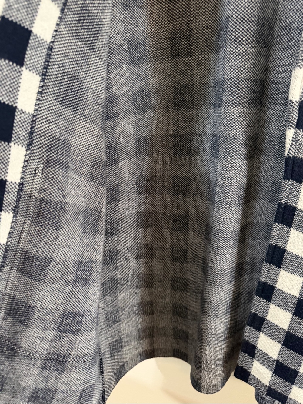 J. Crew | Sophie Gingham Navy Blue & White Merino Wool Blend Open Front Cardigan - Picture 4 of 10